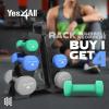Yes4All Neoprene Coated Dumbbell Hand Weight Sets of 2 – Multiple Weight Options with 15 Colors, Anti-roll, Anti-Slip, Hexagon Shape(B. Multicolor – 60lbs – Set with Rack)