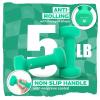 Yes4All Neoprene Coated Dumbbell Hand Weight Sets of 2 – Multiple Weight Options with 15 Colors, Anti-roll, Anti-Slip, Hexagon Shape(D. Dark Green – 5lbs – Pair)