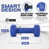 Yes4All Neoprene Coated Dumbbell Hand Weight Sets of 2 – Multiple Weight Options with 15 Colors, Anti-roll, Anti-Slip, Hexagon Shape(E. Dark Blue – 6lbs – Pair)
