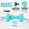 Yes4All Neoprene Coated Dumbbell Hand Weight Sets of 2 – Multiple Weight Options with 15 Colors, Anti-roll, Anti-Slip, Hexagon Shape(L. Light Blue – 14lbs – Pair)