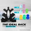 Yes4All Neoprene Coated Dumbbell Hand Weight Sets of 2 – Multiple Weight Options with 15 Colors, Anti-roll, Anti-Slip, Hexagon Shape(Q. Black – Dumbbell Rack)