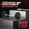 Yes4All Standard Straight Barbell 60″ & EZ Curl Bar 47″, Capacity 200 to 480 LB, Weight Bar 1″ to 2″ Diameter – Star Lock Collars, Rubber Ring, Barbell Spins Included for Deadlifts & Squats(F: Olympic Curl Bar 2″ – 300LB)