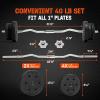 Yes4All Standard Straight Barbell 60″ & EZ Curl Bar 47″, Capacity 200 to 480 LB, Weight Bar 1″ to 2″ Diameter – Star Lock Collars, Rubber Ring, Barbell Spins Included for Deadlifts & Squats(H. Curl Bar 1″ Set 40LB)