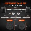 Yes4All Standard Straight Barbell 60″ & EZ Curl Bar 47″, Capacity 200 to 480 LB, Weight Bar 1″ to 2″ Diameter – Star Lock Collars, Rubber Ring, Barbell Spins Included for Deadlifts & Squats(I. Curl Bar 1″ Set 50LB)