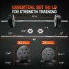 Yes4All Standard Straight Barbell 60″ & EZ Curl Bar 47″, Capacity 200 to 480 LB, Weight Bar 1″ to 2″ Diameter – Star Lock Collars, Rubber Ring, Barbell Spins Included for Deadlifts & Squats(G. Straight Bar 1″ Set 50LB)