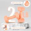 Yes4All Vinyl Hexagon Dumbbell – Dumbbells Set of 2 Hand Weights for Home Gym & Strength Training (2-15 lbs Weight Options)(A. 2 lbs – Peach Puzz – Pair)