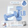 Yes4All Vinyl Hexagon Dumbbell – Dumbbells Set of 2 Hand Weights for Home Gym & Strength Training (2-15 lbs Weight Options)(C. 5 lbs – Little Boy Blue – Pair)