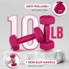 Yes4All Vinyl Hexagon Dumbbell – Dumbbells Set of 2 Hand Weights for Home Gym & Strength Training (2-15 lbs Weight Options)(E. 10 lbs – Pink Yarrow – Pair)