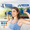 Yes4All Vinyl Hexagon Dumbbell – Dumbbells Set of 2 Hand Weights for Home Gym & Strength Training (2-15 lbs Weight Options)(G. 15 lbs – Nautical Blue – Pair)