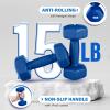 Yes4All Vinyl Hexagon Dumbbell – Dumbbells Set of 2 Hand Weights for Home Gym & Strength Training (2-15 lbs Weight Options)(G. 15 lbs – Nautical Blue – Pair)