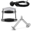 Yes4All Cable Machine Attachment, Row Handles, Tricep Rope, Straight Bar, V Bar, LAT Pulldown Accessories Load 880 LB for Home Gym(H. Double D Handle + TricepRope + Vshaped bar)