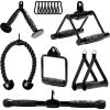Yes4All Cable Machine Attachment, Row Handles, Tricep Rope, Straight Bar, V Bar, LAT Pulldown Accessories Load 880 LB for Home Gym(I.(Black) Cable Attachments Full Accessories Set)