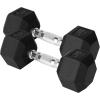 Yes4All Chrome/Rubber Grip Encased Hex Dumbbells – Hand Weights With Anti-Slip 10-30 LBS Pair(B. 10lbs – Pair)