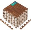 Yes4All EVA Interlocking Mats, Puzzle Floor Tiles, Foam Floor Padding with Border for Furniture, Home Space, Living Room, Garage 11,22,32 SQFT(B. Oak Wood Dark)