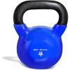 Yes4All Kettlebell, 5-100 LB Vinyl Coated Cast Iron Strength Training Kettlebells for Home Gym Exercises, Fitness, Full Body Workout Equipment, Push Ups, and Grip Strength(I. 45LB – Dark Blue)