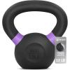 Yes4All Powder Coated Kettlebell, Cast Iron Core Kettlebells with Non-Slip Handle & Flat Bottom for Conditioning, Heavy Duty for Strength Training, 9lb to 71lb – Single & Pair(Purple)
