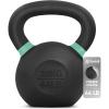 Yes4All Powder Coated Kettlebell, Cast Iron Core Kettlebells with Non-Slip Handle & Flat Bottom for Conditioning, Heavy Duty for Strength Training, 9lb to 71lb – Single & Pair(Green)