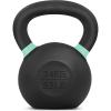 Yes4All Powder Coated Kettlebell, Cast Iron Core Kettlebells with Non-Slip Handle & Flat Bottom for Conditioning, Heavy Duty for Strength Training, 9lb to 71lb – Single & Pair(Light Green)