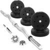 Yes4All Standard Straight Barbell 60″ & EZ Curl Bar 47″, Capacity 200 to 480 LB, Weight Bar 1″ to 2″ Diameter – Star Lock Collars, Rubber Ring, Barbell Spins Included for Deadlifts & Squats(H. Curl Bar 1″ Set 40LB)