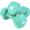 Yes4All Vinyl Hexagon Dumbbell – Dumbbells Set of 2 Hand Weights for Home Gym & Strength Training (2-15 lbs Weight Options)(D. 8 lbs – Bermuda – Pair)