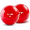 Yes4All Weighted Toning Balls for Exercise, Soft Medicine Balls for Exercise, Pilates, Yoga, Balance, Flexibility, 2-10lbs(D. (6lb x 2) Pair – Red)