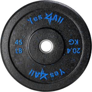 Yes4All 2″ Bumper Plate, 10-190 LB Olympic Rubber Weight Plate with Steel Hub for WeightLifting, Strength Training, Home Gym, Less Impact, Absorb Bounce & Shock, Multiple Options(45LB)