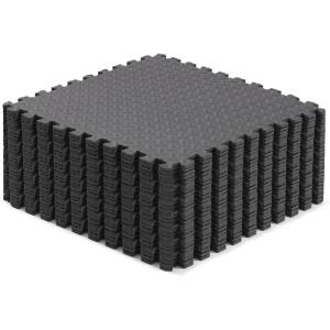 Yes4All 24SQFT-120SQFT Puzzle Exercise Mat for Home Gym, EVA Interlocking Foam Floor Tiles with Border for Workout Equipment(Grey)