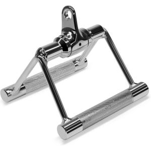 Yes4All Cable Machine Attachment, Double D Handle & Tricep Rope Cable Attachment, Weight Machine Accessories Load 880 LB for Home Gym(F. Double Row Rotate Chrome)