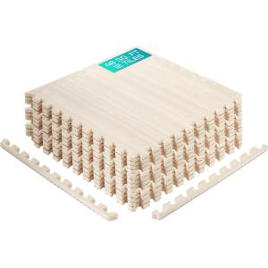 Yes4All EVA Interlocking Mats, Puzzle Floor Tiles, Foam Floor Padding with Border for Furniture, Home Space, Living Room, Garage(I. 48 Square Feet (12 Tiles) – Light Walnut Wood)