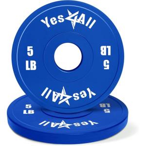 Yes4All Fractional Weight Plates Set, Available In Steel And Rubber, Set of 2/4/6 Plates in 1.25LB, 2.5LB, or 5LB Sizes, Micro Change Plates for Dumbbell and Olympic Barbell Weightlifting(K. 5LB x 2pcs (Rubber))