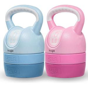 Yes4All Kettlebell Sets – Adjustable Kettlebell Set for Strength Training – Kettlebells Adjustable Weight for Versatile Workouts(Pink & Teal Set)