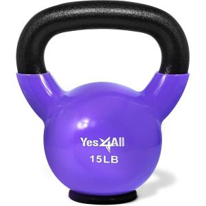 Yes4All Kettlebells Rubber Base, Kettlebell Set for Women, Strength Training Kettlebells Weights (10-65 lbs)(D. 15LB – Violet)