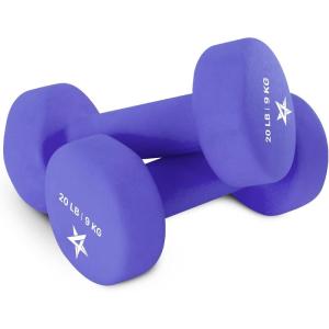 Yes4All Neoprene Coated Dumbbell Hand Weight Sets of 2 – Multiple Weight Options with 15 Colors, Anti-roll, Anti-Slip, Hexagon Shape(O. Medium Dark Blue – 20lbs – Pair)
