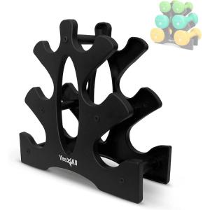 Yes4All Neoprene Coated Dumbbell Hand Weight Sets of 2 – Multiple Weight Options with 15 Colors, Anti-roll, Anti-Slip, Hexagon Shape(Q. Black – Dumbbell Rack)