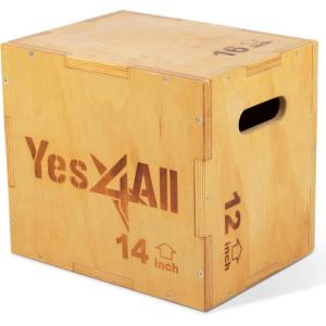Yes4All Plyo Box, 3-in-1 Wooden Box Jumps for Home Gym, 450 lbs Boxes Step Up with Smooth Edges & Wide Built-in Handles for Jumping, Strength Training, Lunges, Squats, Dips(A. Wood Basic)