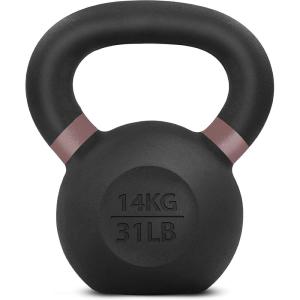 Yes4All Powder Coated Kettlebell, Cast Iron Core Kettlebells with Non-Slip Handle & Flat Bottom for Conditioning, Heavy Duty for Strength Training, 9lb to 71lb – Single & Pair(Brown)