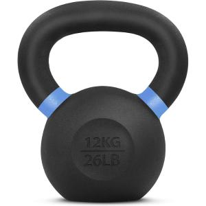 Yes4All Powder Coated Kettlebell, Cast Iron Core Kettlebells with Non-Slip Handle & Flat Bottom for Conditioning, Heavy Duty for Strength Training, 9lb to 71lb – Single & Pair(Blue)