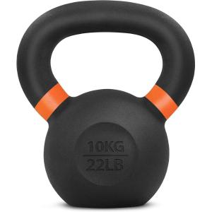 Yes4All Powder Coated Kettlebell, Cast Iron Core Kettlebells with Non-Slip Handle & Flat Bottom for Conditioning, Heavy Duty for Strength Training, 9lb to 71lb – Single & Pair(Orange)