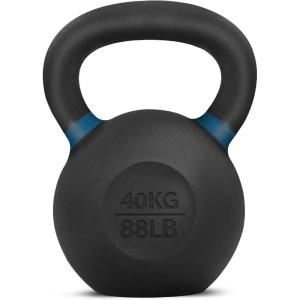 Yes4All Powder Coated Kettlebell, Cast Iron Core Kettlebells with Non-Slip Handle & Flat Bottom for Conditioning, Heavy Duty for Strength Training, 9lb to 71lb – Single & Pair(Deep Blue)