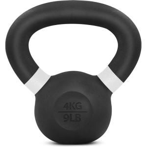 Yes4All Powder Coated Kettlebell, Cast Iron Core Kettlebells with Non-Slip Handle & Flat Bottom for Conditioning, Heavy Duty for Strength Training, 9lb to 71lb – Single & Pair(White)