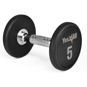 Yes4All Urethane Dumbbell with Anti-Slip Knurled Handle 5-50 LB for Muscle Building – Sold Individually(A. 5 Pounds)