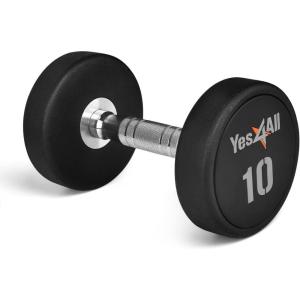 Yes4All Urethane Dumbbell with Anti-Slip Knurled Handle 5-50 LB for Muscle Building – Sold Individually(B. 10 Pounds)