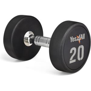 Yes4All Urethane Dumbbell with Anti-Slip Knurled Handle 5-50 LB for Muscle Building – Sold Individually(D. 20 Pounds)