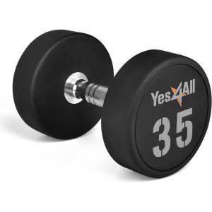 Yes4All Urethane Dumbbell with Anti-Slip Knurled Handle 5-50 LB for Muscle Building – Sold Individually(G. 35 Pounds)