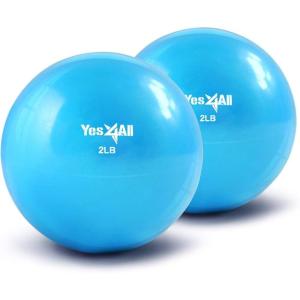 Yes4All Weighted Toning Balls for Exercise, Soft Medicine Balls for Exercise, Pilates, Yoga, Balance, Flexibility, 2-10lbs(A. (2lbs x2) Pair – Blue)
