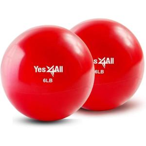 Yes4All Weighted Toning Balls for Exercise, Soft Medicine Balls for Exercise, Pilates, Yoga, Balance, Flexibility, 2-10lbs(D. (6lb x 2) Pair – Red)