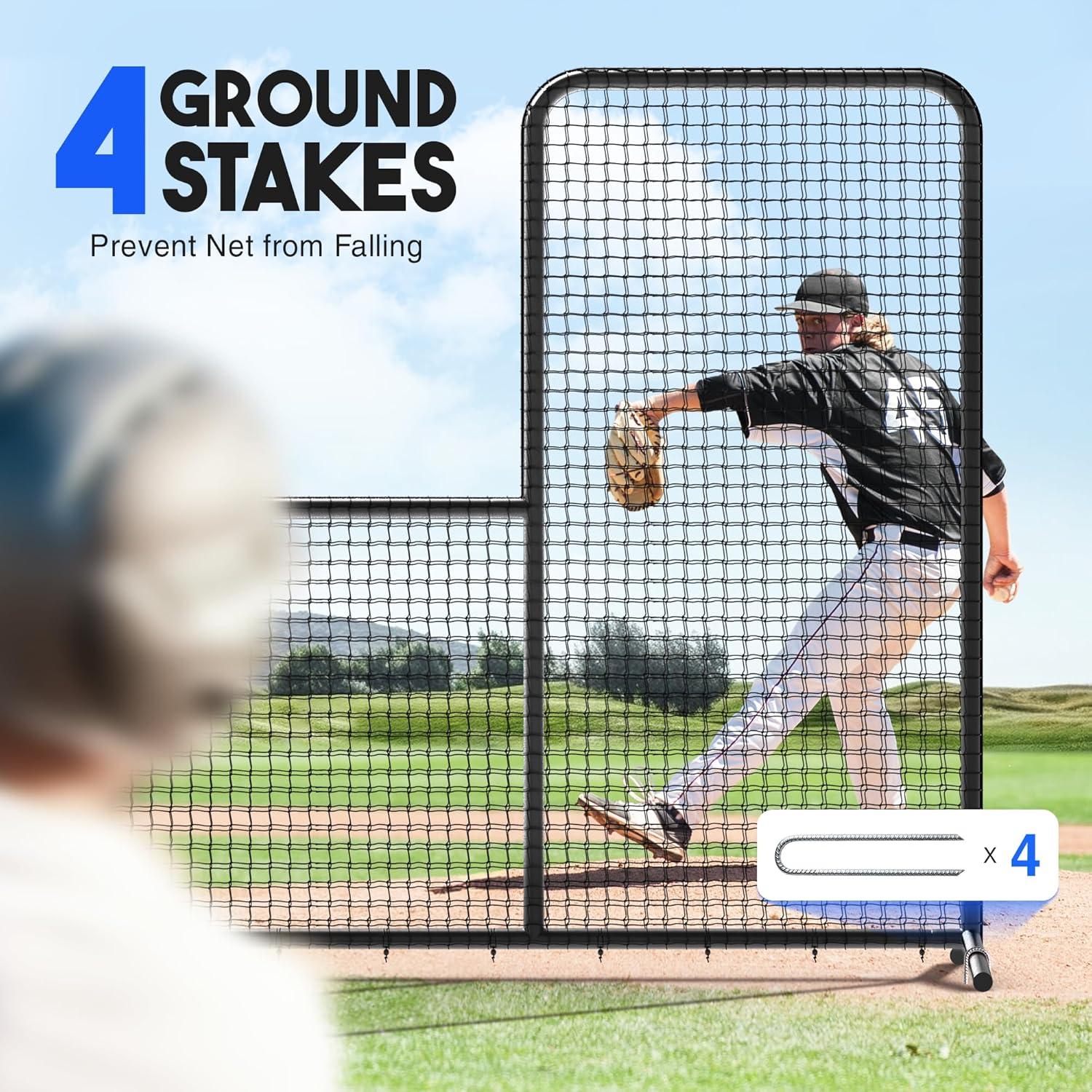 image:imageAnova L Screen Baseball Net for Batting and Pitching with 2 Basic Baseballs and Carry Bag Included Baseball amp Softball Screen 7x7ft with Wheels Pitching Net Black