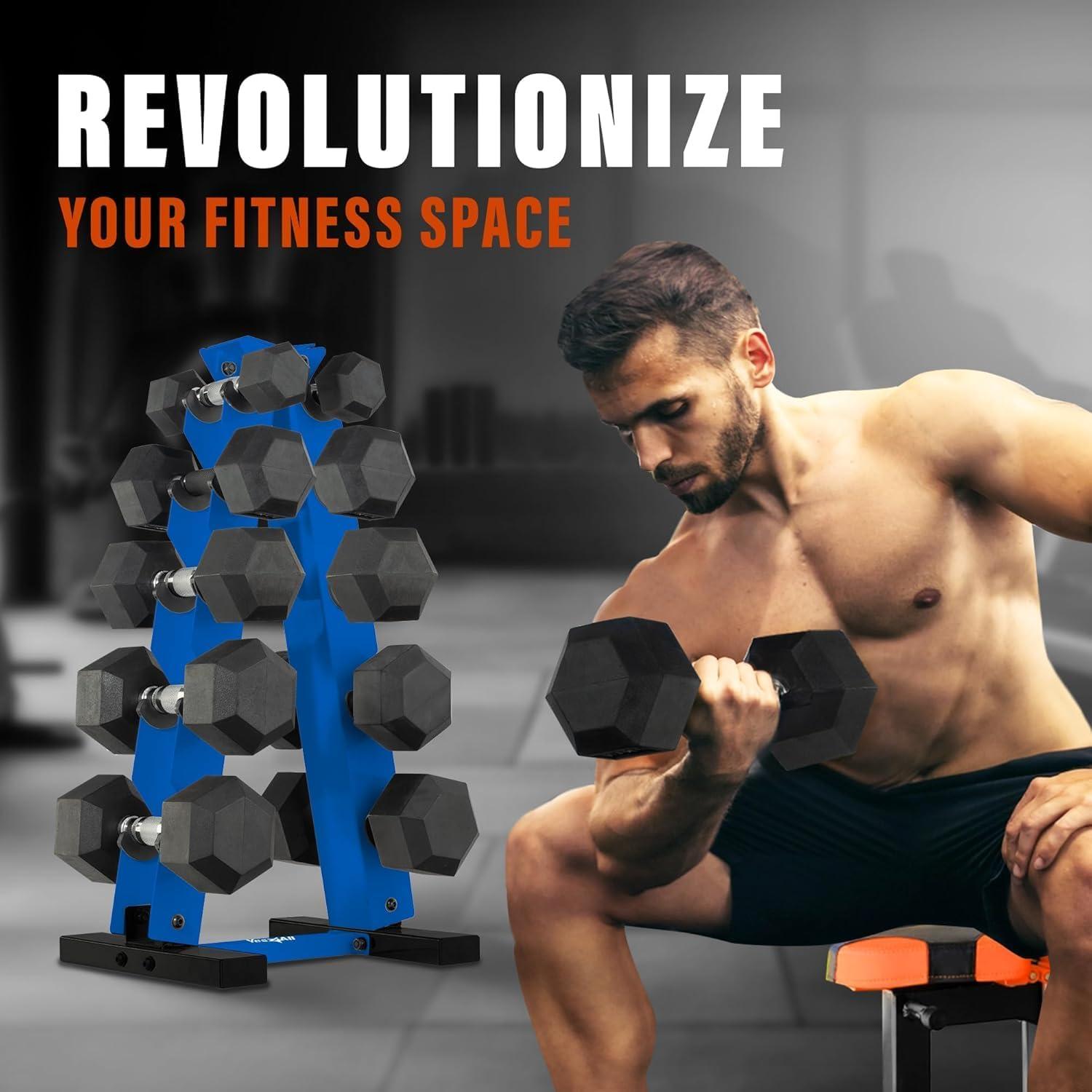 image:imageYES4ALL Dumbbell Rack Stand Only 5 Tier A Frame Weight Rack for DumbbellsBlue
