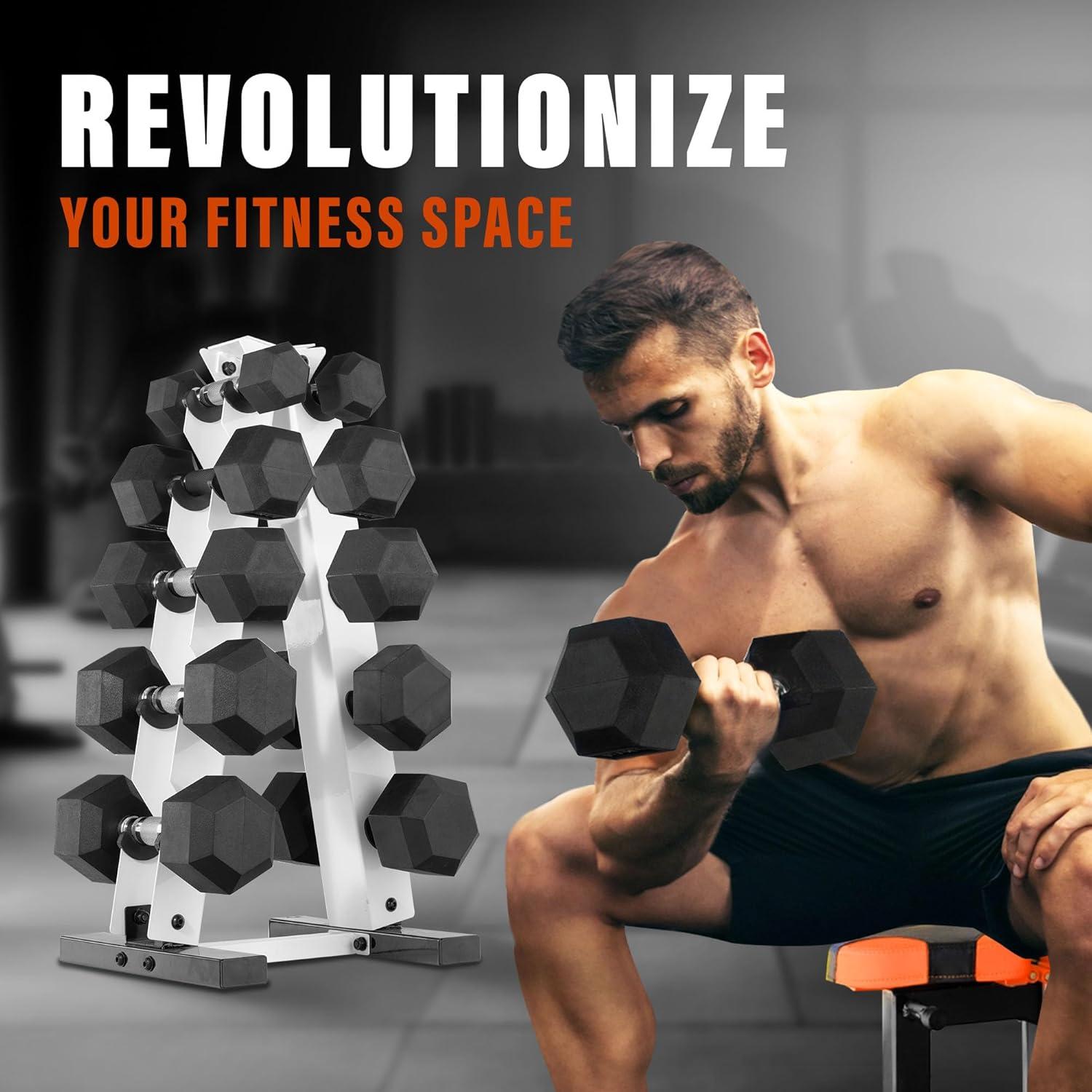 image:imageYES4ALL Dumbbell Rack Stand Only 5 Tier A Frame Weight Rack for DumbbellsWhite
