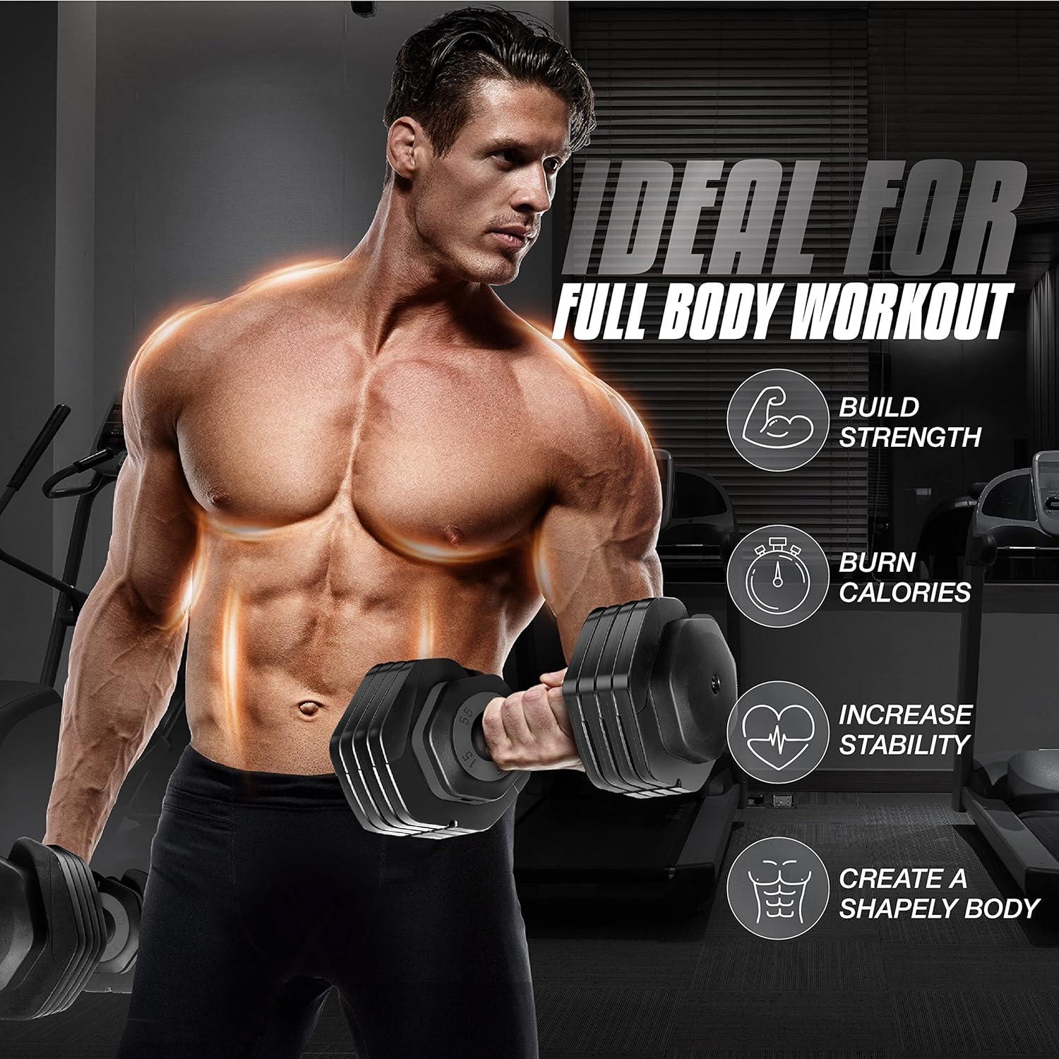 image:imageYes4All 2555LB SinglePair Adjustable Dumbbells Weights 5 in 1 Free Weights Dumbbell with One Second Dial Handle for Different Workout LevelsGrey Grip